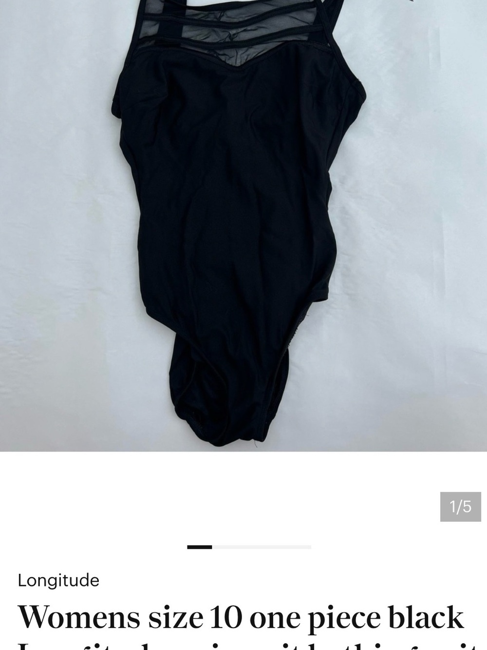 Longitude Black One-Piece  black bathing suit with Sheer Mesh Yoke
